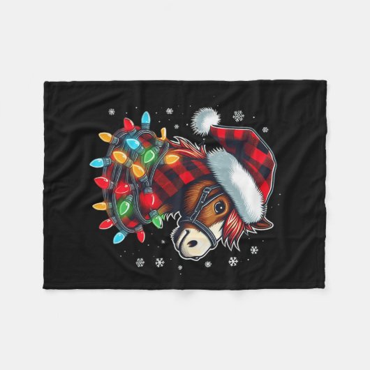 Pferde Weihnachten Pferde Reiten Xmas Pferd Fleecedecke (Vorderseite (Horizontal))