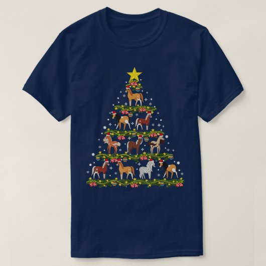 Pferde Weihnachtsbaum Pferde Weihnachtsfeier T-Shirt (Design vorne)