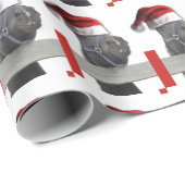 Pferde-Weihnachtsmann Geschenkpapier (Rolleneckpunkt)