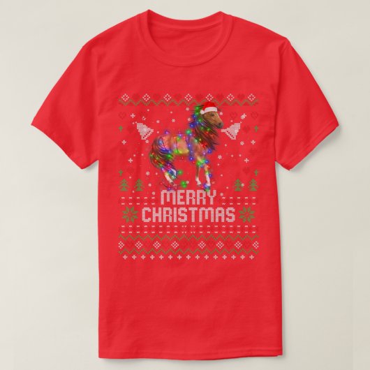 Pferde Weihnachtsmannmütze Tier Weihnachtsbaum Lig T-Shirt (Design vorne)