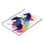 Pferde wild Natur Tierfarben Malerei Notizblock (Linke Seite)