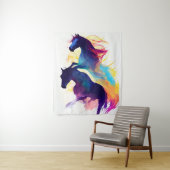 Pferde wild Natur Tierfarben Malerei Wandteppich (Beispiel)