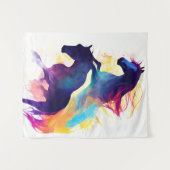 Pferde wild Natur Tierfarben Malerei Wandteppich (Vorderseite (Horizontal))