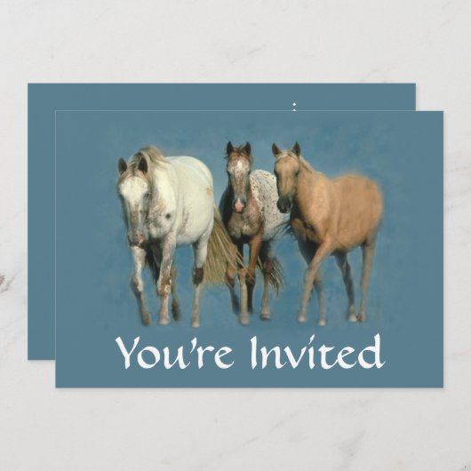Pferde wild und wunderbare Party Einladung (Vorne/Hinten)