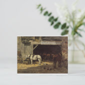 Pferde zu vermieten in einem Yard von Eugene Boudi Postkarte (Stehend Vorderseite)
