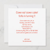 Pferde zum Geburtstag mit Kuchen und Hüten Einladung (Rückseite)