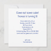 Pferde zum Geburtstag mit Kuchen und Hüten Einladung (Rückseite)