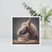 Pferde zum Geburtstag mit Kuchen und Hüten Einladung (Stehend Vorderseite)
