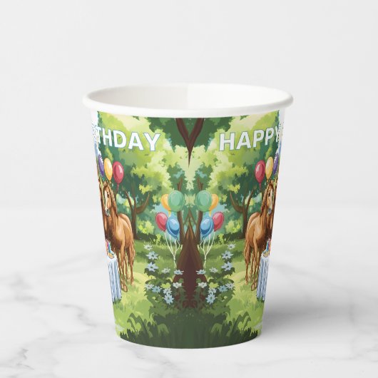 Pferde zum Geburtstag Pappbecher (Links)