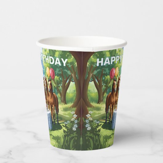 Pferde zum Geburtstag Pappbecher (Rechts)