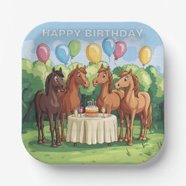 Pferde zum Geburtstag Pappteller