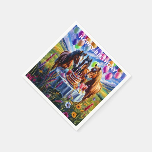 Pferde zum Geburtstag Serviette (Ecke)