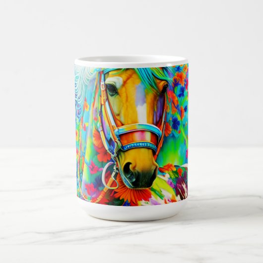 Pferdeadorne mit Blume Kaffeetasse (Mittel)
