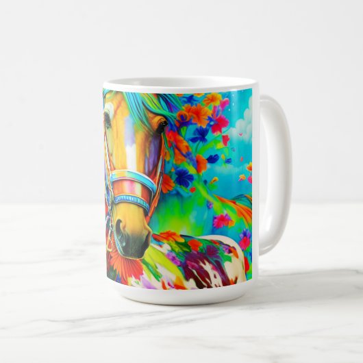 Pferdeadorne mit Blume Kaffeetasse (VorderseiteRechts)