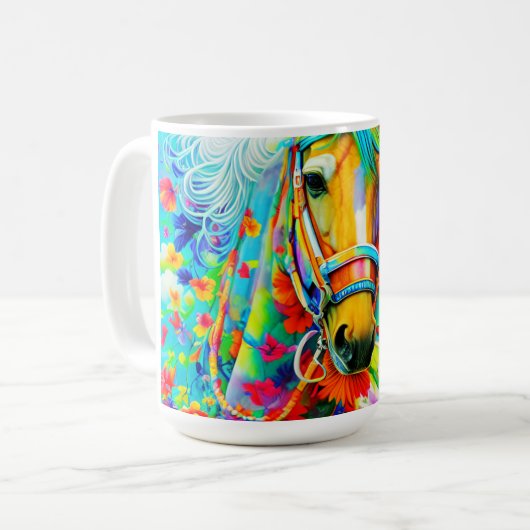 Pferdeadorne mit Blume Kaffeetasse (Vorderseite Links)