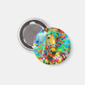 Pferdeadorne mit Blume Magnet (Vorderseite/Rückseite)