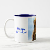 Pferdealles Gute zum Geburtstag, Zweifarbige Tasse (Links)