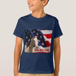 Pferdeamerikanische Flagge scherzt T - Shirt