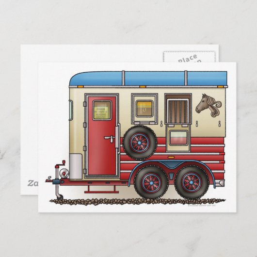 Pferdeanhänger Postkarte (Vorne/Hinten)