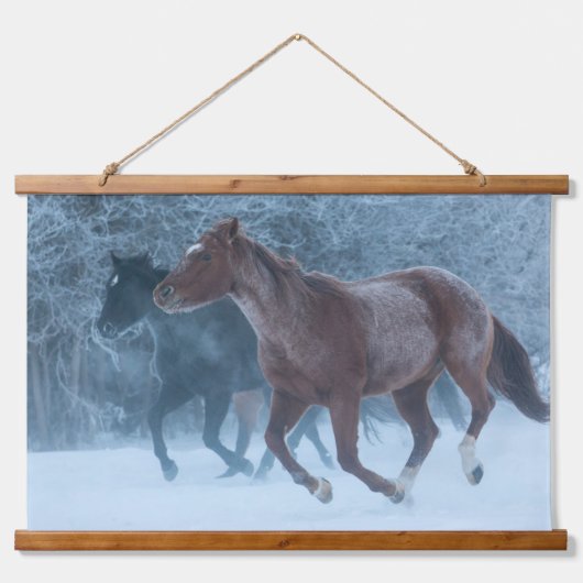 Pferdeantrieb Wandteppich Mit Holzrahmen (Vorne)