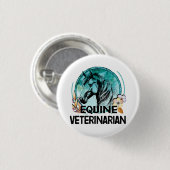 Pferdeärztin, Line Art Vintag Horse Blume Button (Vorne & Hinten)