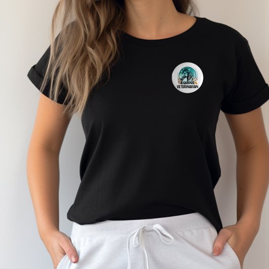 Pferdeärztin, Line Art Vintag Horse Blume Button