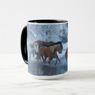 Pferdeauftrieb im Winter Tasse
