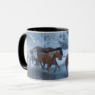 Pferdeauftrieb im Winter Tasse