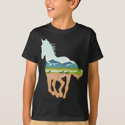Pferdeausdruck mit Landschaftspferd Lover - Tierhe T-Shirt (Vorderseite)