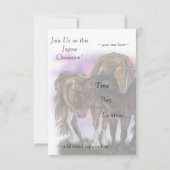 Pferdeausflug mit Sonnenuntergang Einladung (Rückseite)