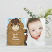 PferdeBaby Dusche Blue Boy Einladung (Stehend Vorderseite)