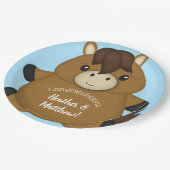 PferdeBaby Dusche Blue Boy Pappteller (Schrägansicht)