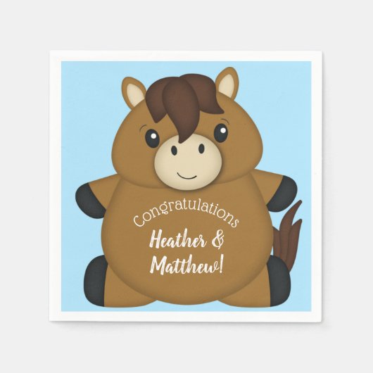 PferdeBaby Dusche Blue Boy Serviette (Vorderseite)