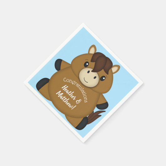 PferdeBaby Dusche Blue Boy Serviette (Ecke)