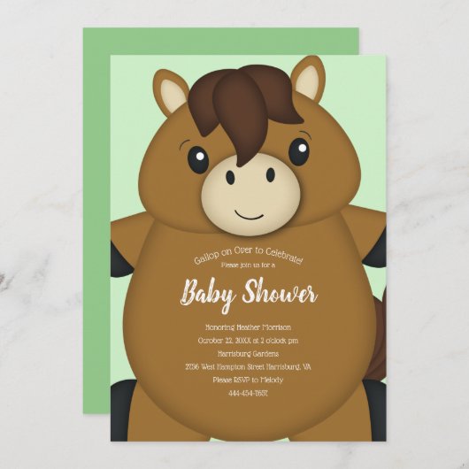 PferdeBaby-Dusche Einladung (Vorne/Hinten)