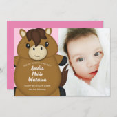 PferdeBaby-Dusche Foto Geburtsankündigung Einladung (Vorne/Hinten)