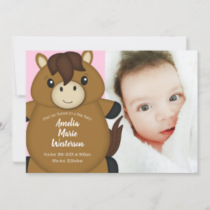 PferdeBaby-Dusche Foto Geburtsankündigung Einladung