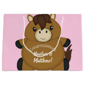 PferdeBaby Dusche Pink Girl Große Geschenktüte (Vorderseite)