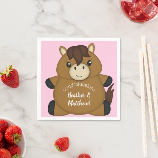 PferdeBaby-Dusche Rosa Serviette (Beispiel)