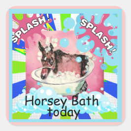 Pferdebad Comic Quadratischer Aufkleber