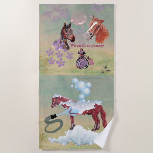 Pferdebad Tag für Pferdezeitschrift oder Kalender Strandtuch (Vorderseite)