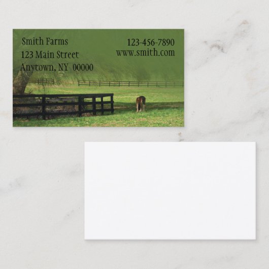 Pferdebauernhof-Visitenkarte Visitenkarte (Vorne/Hinten)