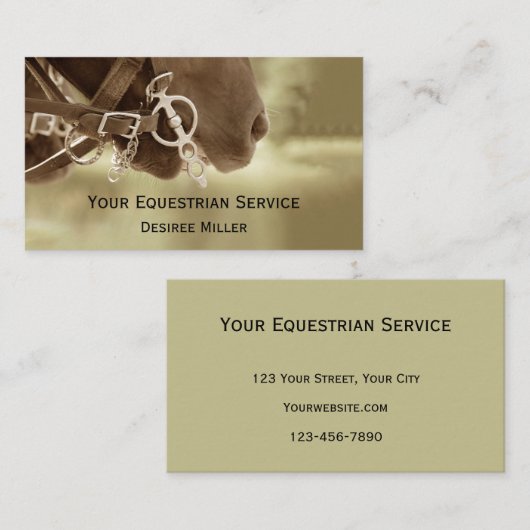 Pferdebauernhof Western Brown Green Equine Visitenkarte (Vorne/Hinten)