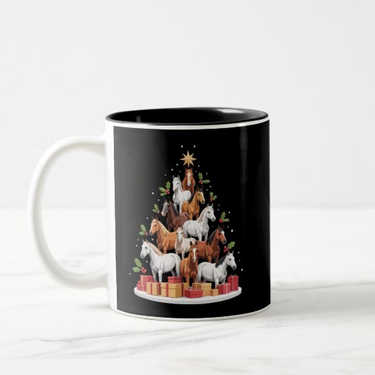 Pferdebaum Weihnachtspferde Weihnachtsgeschenke Zweifarbige Tasse (Links)