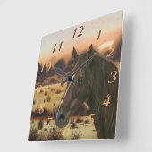 Pferdebild des kastanienbraunen Pferdes Quadratische Wanduhr (Winkel)