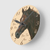 Pferdebild des kastanienbraunen Pferdes Runde Wanduhr (Winkel)