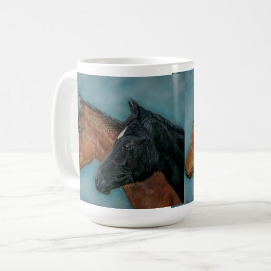 Pferdebild von zwei sehr niedlichen Pferden Kaffeetasse (Vorderseite Links)
