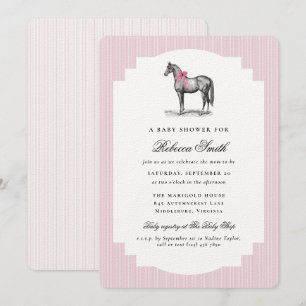 Pferdebogen Vintage Equine Rosa Mädchen Baby Showe Einladung