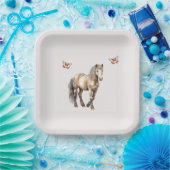 Pferdecreme Butterflies Geburtstag Pappteller (Party)