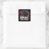 Pferdedarstellung mit Motivierend Text Quadratischer Aufkleber (Tasche)